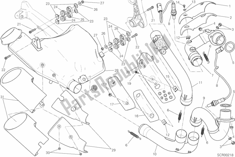 All parts for the Exhaust System of the Ducati Scrambler Urban Enduro Thailand 803 2015